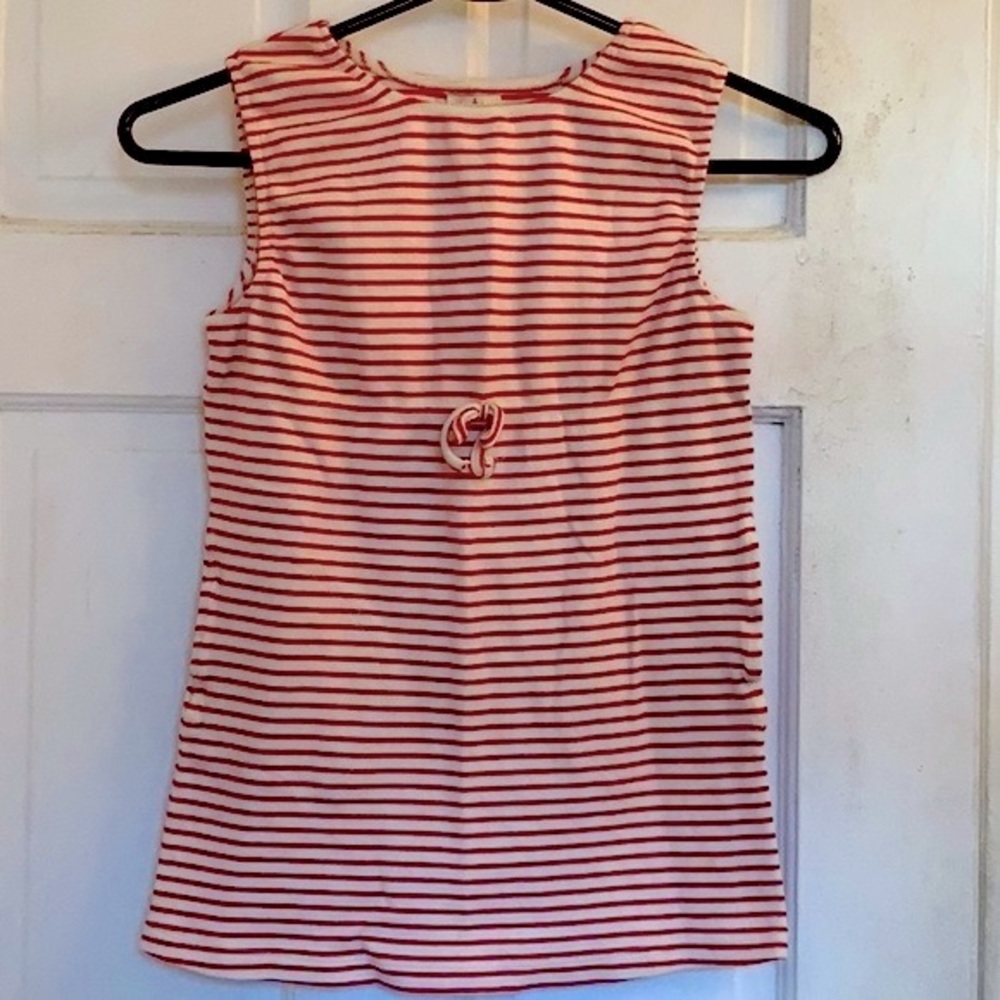 Olive Juice girls red and ivory stripes sleeveless top in size medium